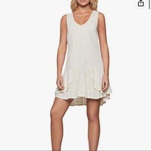 BCBGeneration Women's Cascade Asymmetrical Sleeveless Dress Oatmeal Size M New